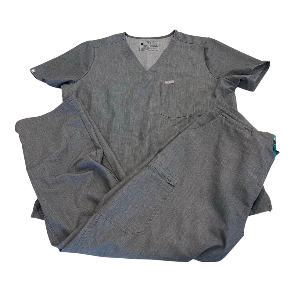 FIGS Graphite Scrub Set Catarina Top and Yola Scrub Bottoms Size XL